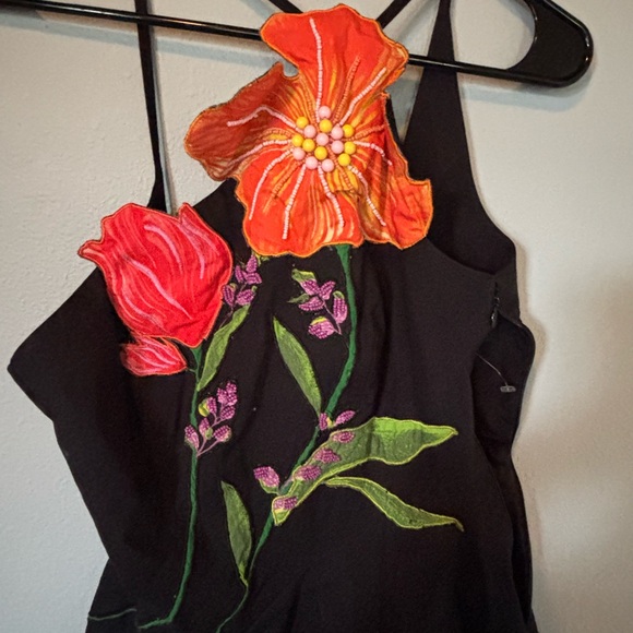 Yukiko Noritake Anthropologie Black Asymmetrical Halter Cocktail Dress - Picture 3 of 6